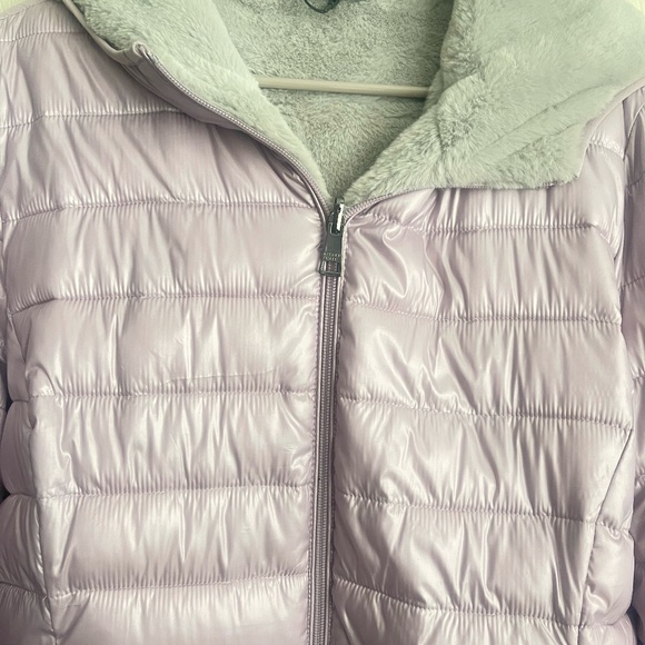 Andrew Marc Ladies' Ultra Soft Attached Hood Reversible Jacket Shine Lavende - Picture 2 of 14